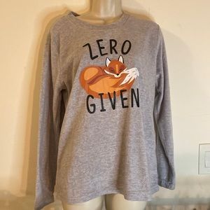 Bobbie Brooks “Zero Fox Given” Long Sleeve Gray Top & Matching Pants Sz M NWOT
